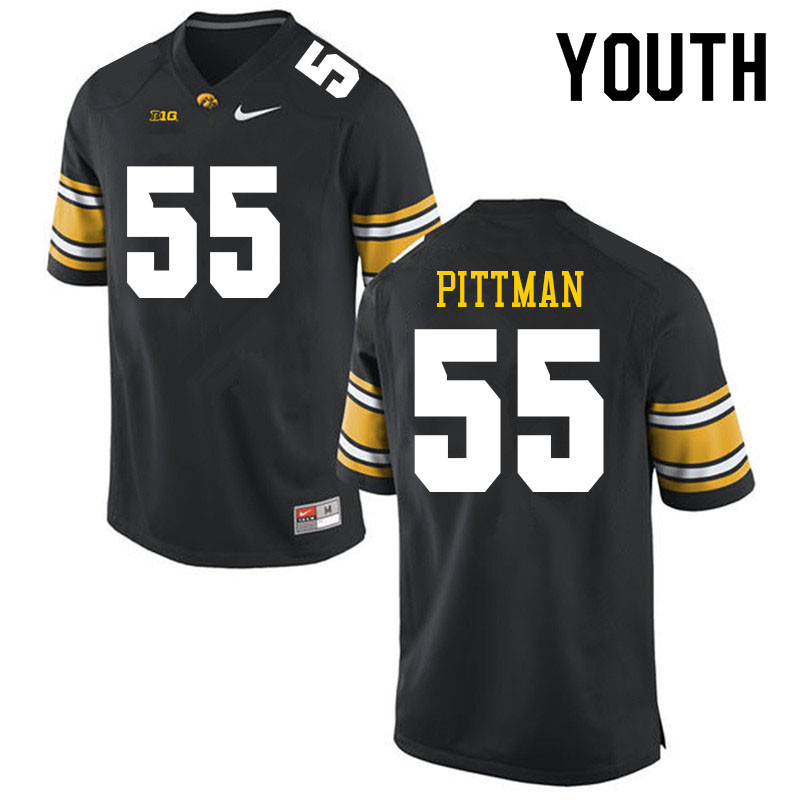 Youth #55 Jeremiah Pittman Iowa Hawkeyes College Football Jerseys Sale-Black